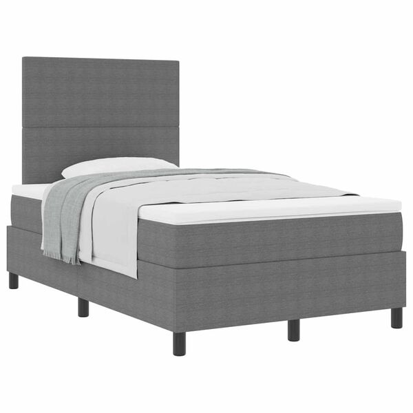 vidaXL Cama tipo Box Spring Gris claro y blanco. 193 x 120 x 128 cm