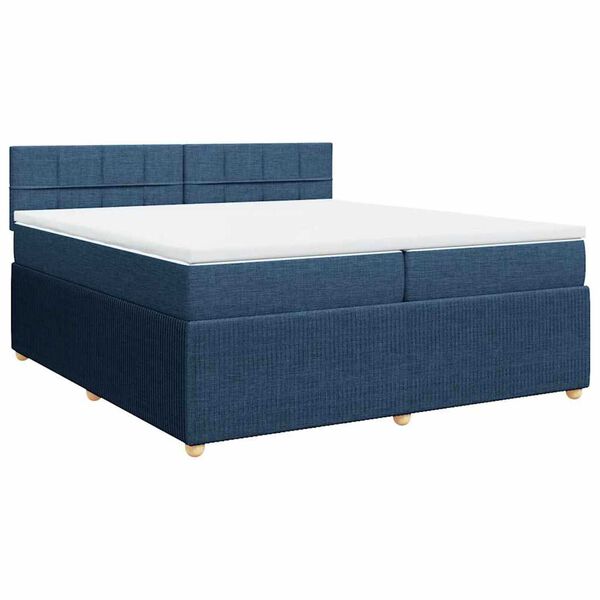 vidaXL Cama box spring con colch&oacute;n tela azul 200x200 cm