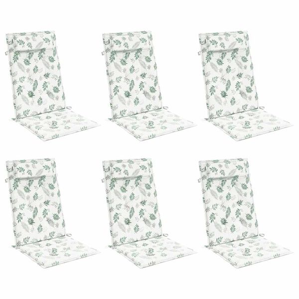 vidaXL Cojines silla respaldo alto 6 uds tela Oxford estampado hojas