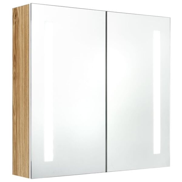 vidaXL Armario de baño con espejo y LED blanco y roble 62x14x60 cm