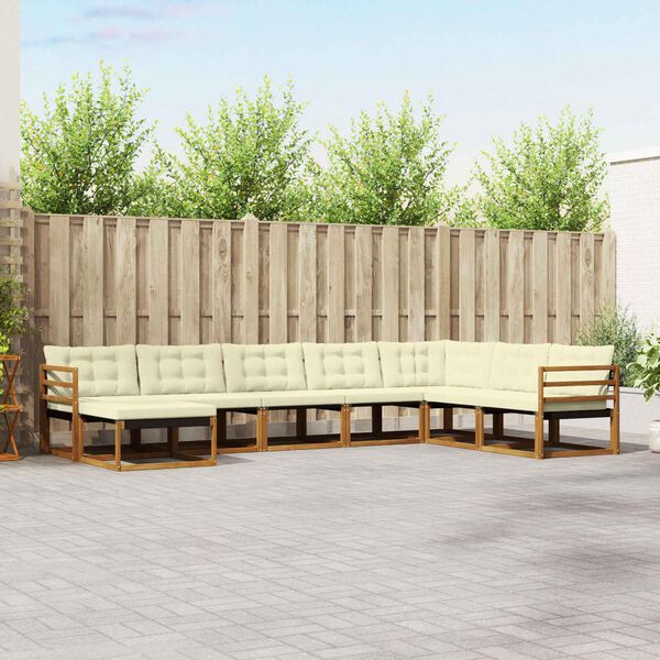 vidaXL Conjunto de sof&aacute;s de exterior con coj&iacute;n 24 pcs Natural y Crema