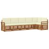 vidaXL Conjunto de sof&aacute;s de exterior 6 uds. Natural y Crema Poli&eacute;ster