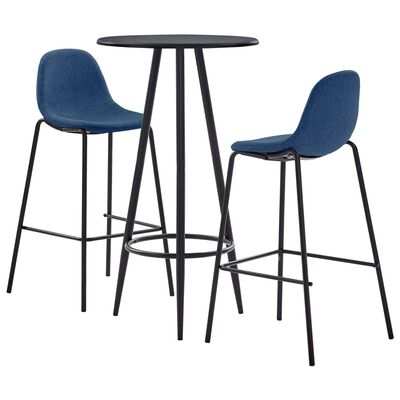 vidaXL Juego de mesa alta y taburetes 3 piezas tela azul