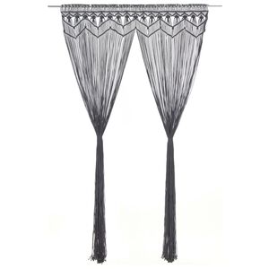 vidaXL Cortina de macram&eacute; algod&oacute;n gris antracita 140x240 cm