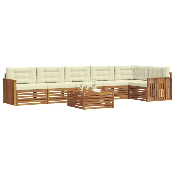 vidaXL Conjunto de sof&aacute;s de exterior con coj&iacute;n 7 pcs Natural y Crema