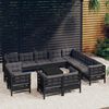 vidaXL Muebles de jard&iacute;n 13 pzas con cojines negro madera maciza pino