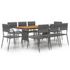 vidaXL Juego de comedor de jard&iacute;n 9 piezas rat&aacute;n sint&eacute;tico gris