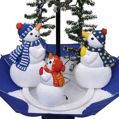 vidaXL Árbol de Navidad con nieve con base de paraguas PVC azul 75 cm