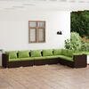 vidaXL Set muebles de jardín 7 piezas y cojines ratán sintético marrón