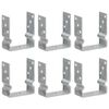 vidaXL Anclajes de valla 6 uds acero galvanizado plateado 12x6x15 cm