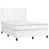 vidaXL Cama box spring colch&oacute;n y LED cuero sint&eacute;tico blanco 140x190 cm