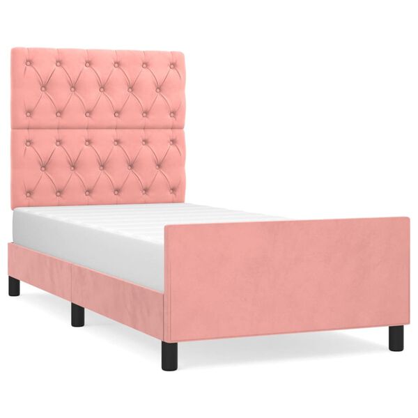 vidaXL Estructura de cama sin colch&oacute;n terciopelo rosa 80x200 cm