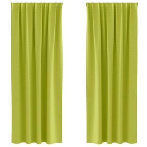 vidaXL Cortinas Opacas con Anillas 2 pcs Verde 225 x 140 cm Poli&eacute;ster