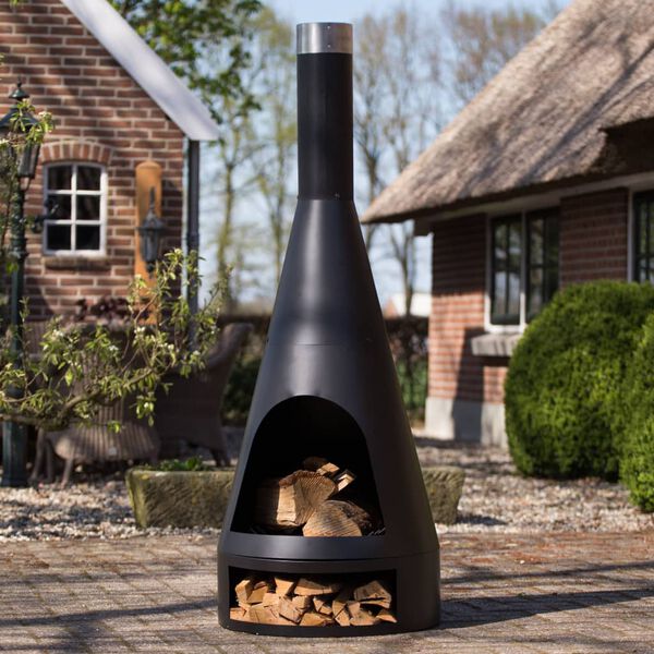 RedFire Chimenea Kingston acero negro mate 160x60 cm