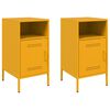 vidaXL Mesitas de noche 2 unidades acero amarillo mostaza 36x39x68 cm