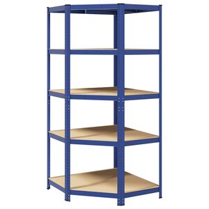 vidaXL Estanter&iacute;a esquina 5 niveles madera contrachapada y acero azul