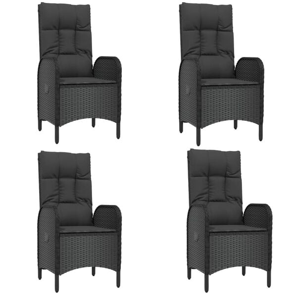 vidaXL Set de muebles jard&iacute;n 5 pzas con cojines rat&aacute;n sint&eacute;tico negro