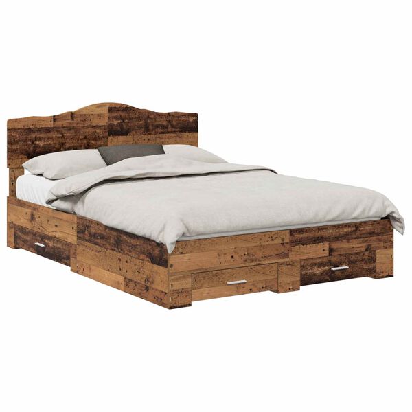 vidaXL Estructura de cama con cabecera Madera vieja 140 x 190 cm