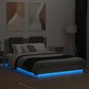 vidaXL Estructura de cama cabecero luces LED gris hormigón 140x200 cm