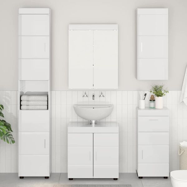 vidaXL Armario de pared para ba&ntilde;o TULUM brillante 37 x 24,5 x 86 cm