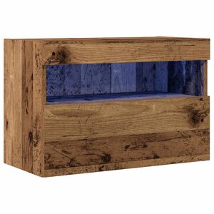 vidaXL Mueble de TV Montado en la Pared con LED Madera envejecida