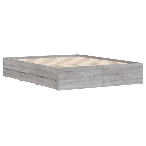 vidaXL Cama con cajones madera ingenier&iacute;a gris Sonoma 140x190 cm