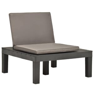 vidaXL Tumbona de jardin con coj&iacute;n pl&aacute;stico gris antracita