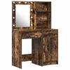 vidaXL Conjunto de mesa de vestidor con LED 2 uds. Roble ahumado