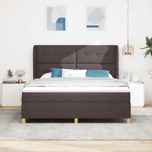 vidaXL Cama con Somier y Colch&oacute;n Gris Oscuro 90x190 cm de Tela tela