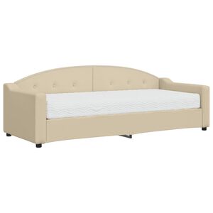 vidaXL Sof&aacute; cama con colch&oacute;n tela crema 80x200 cm