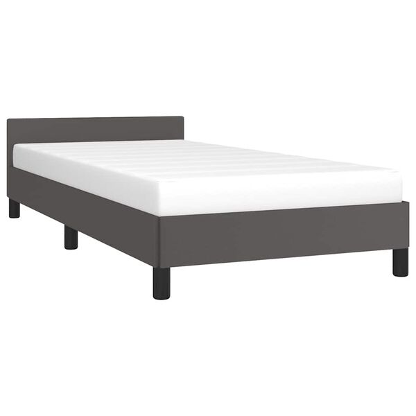 vidaXL Estructura de cama con cabecero sin colch&oacute;n gris 90x200 cm