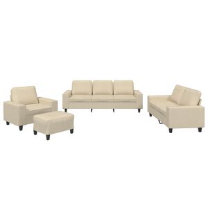 vidaXL Juego de sof&aacute;s 4 piezas tela color crema