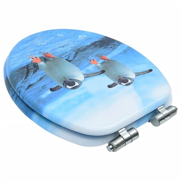 vidaXL Tapa de v&aacute;ter WC de cierre suave MDF dise&ntilde;o de ping&uuml;inos