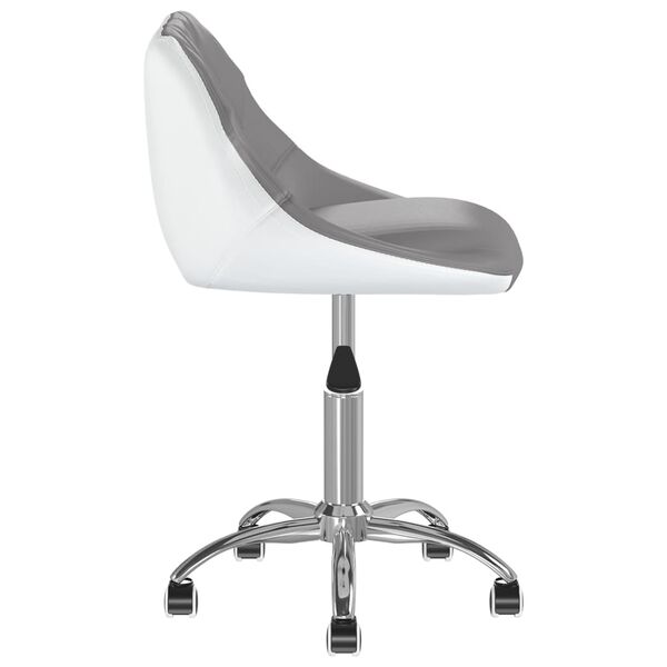 vidaXL Silla de comedor giratoria cuero sint&eacute;tico gris y blanco