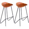 vidaXL Taburetes de cocina 2 unidades cuero aut&eacute;ntico negro y marr&oacute;n