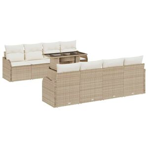 vidaXL Conjunto de sof&aacute; de jard&iacute;n 7 uds. Beige rat&aacute;n sint&eacute;tico