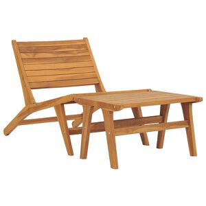 vidaXL Silla de jard&iacute;n con reposapi&eacute;s de madera maciza de teca