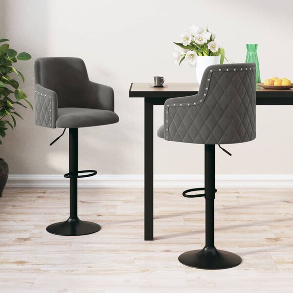 vidaXL Taburetes de cocina 2 unidades terciopelo gris oscuro