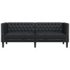 vidaXL Sof&aacute; Chesterfield de 3 plazas cuero artificial negro