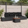 vidaXL Conjunto de sofá de jardín con cojín 5 pcs Negro Poliratán