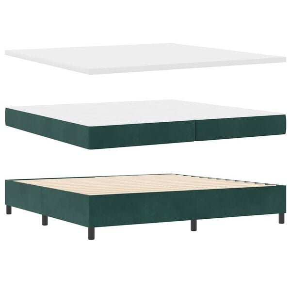 vidaXL Cama tipo Box Spring Verde oscuro 200 x 200 cm Terciopelo