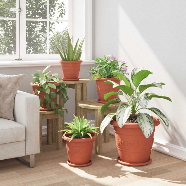 vidaXL Macetas 6 pcs Rojo Ladrillo &Oslash; 26 x 21.5 cm Pl&aacute;stico