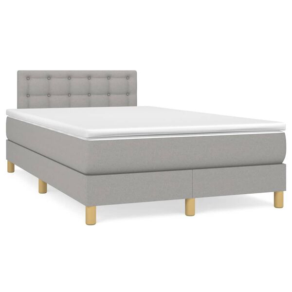 vidaXL Cama box spring con colch&oacute;n y LED tela gris claro 120x190 cm