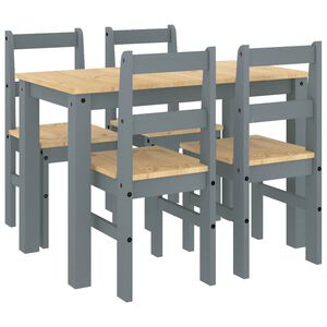 vidaXL Juego de comedor PANAMA 5 pzas madera maciza de pino gris