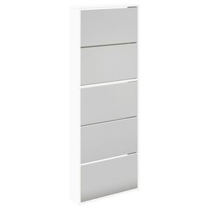 vidaXL Mueble zapatero 5 cajones con espejo blanco 63x17x169,5 cm