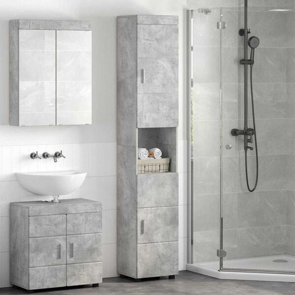 vidaXL Juego de Muebles de Ba&ntilde;o TULUM Gris Concreto 37 x 31,5 x 203 cm