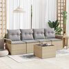 vidaXL Conjunto de sof&aacute; de jard&iacute;n 5 pcs Beige y gris rat&aacute;n sint&eacute;tico