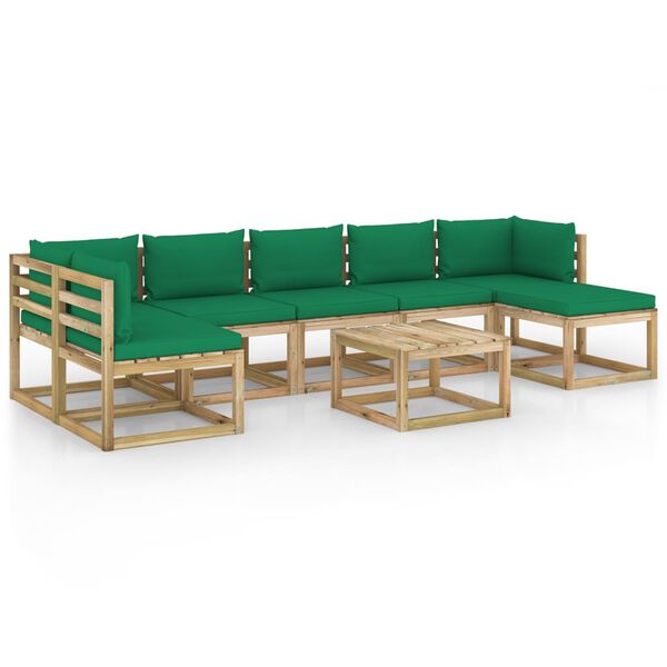 vidaXL Set de muebles de jard&iacute;n 8 piezas con cojines madera impregnada