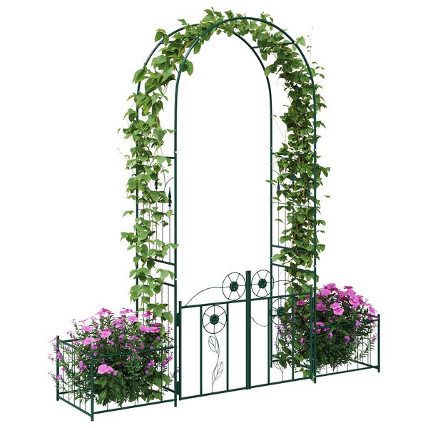 vidaXL Arco de jard&iacute;n con cerradura Verde 203 x 50 x 218 cm