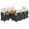 vidaXL Set de comedor de jard&iacute;n 9 pzas y cojines rat&aacute;n sint&eacute;tico negro